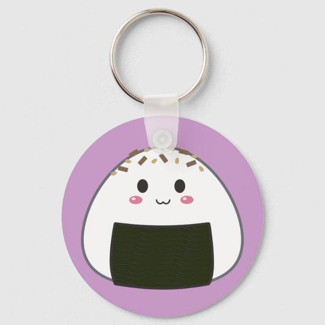 Porte-clés Boule de riz Kawaii "Onigiri" avec Toppings (Recto)