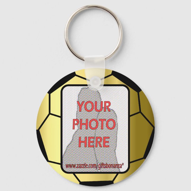 Porte-clés Boule de soccer en or photo personnalisable (Recto)