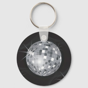 Porte-clés boule disco argent