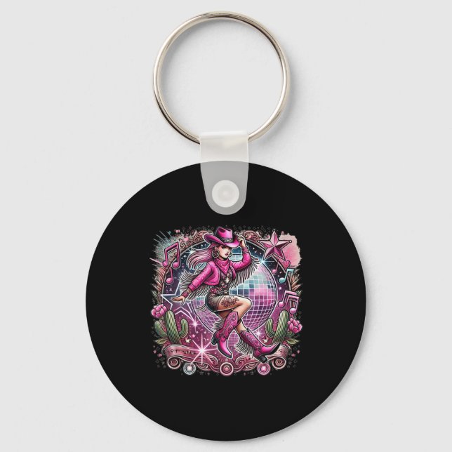 Porte-clés Boule Disco Tattoo rose Cowboy Cowboy (Recto)