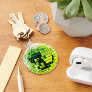 Porte-clés Boule Disco Vert Citron