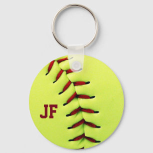 Porte-clés Boule jaune personnalisée du base-ball
