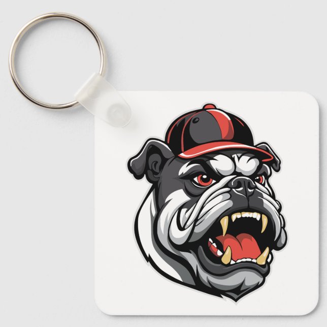 PORTE-CLÉS BOULEDOGUE AVEC CASQUETTE DE BASEBALL (Recto)