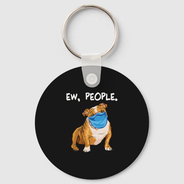 Porte-clés Bouledogue avec masque  (Recto)