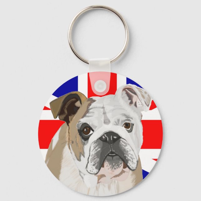 Porte-clés Bouledogue britannique avec Union Jack (Recto)