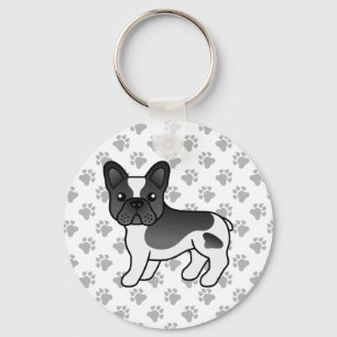 Porte-clés Bouledogue français à taches noires Chien de dessi