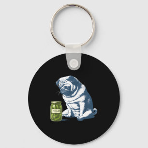 Porte-clés Bouledogue français avec pot de cornichons mème dr