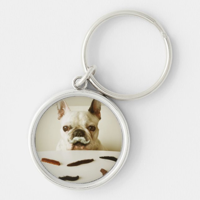 Porte-clés Bouledogue français avec une moustache (Devant)