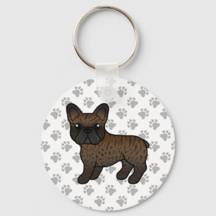 Porte-clés Bouledogue français bringé Chien de dessin animé m