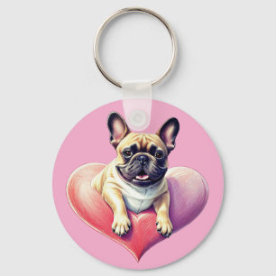 Porte-clés Bouledogue français coeur fête des mères