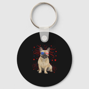 Porte-clés Bouledogue français drapeau américain 4 juillet