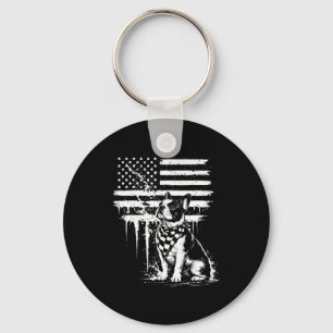 Porte-clés Bouledogue français drapeau américain 4 juillet am