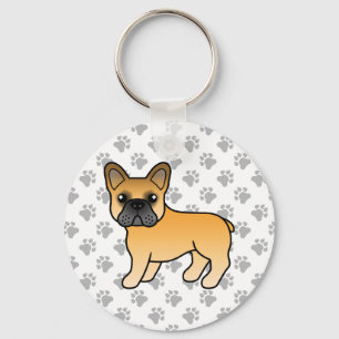 Porte-clés Bouledogue français fauve Chien de dessin animé mi