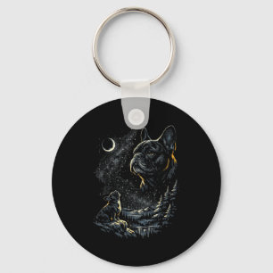 Porte-clés Bouledogue français hurlant à la lune vintage 90 d