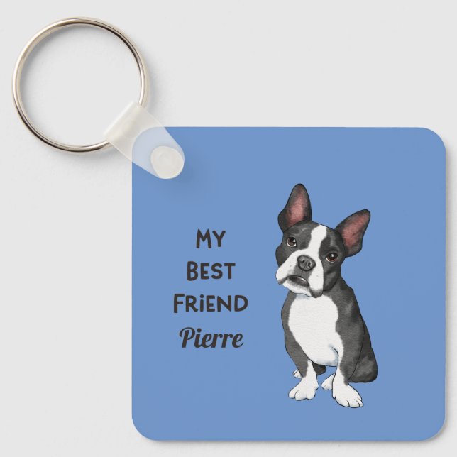 Porte-clés Bouledogue Français Mon Meilleur Ami Nom Adresse P (Recto)