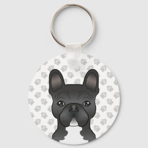Porte-clés Bouledogue français noir et blanc Chien de dessin