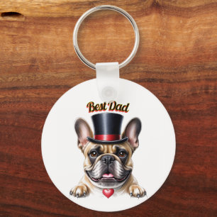 Porte-clés Bouledogue français Papa Fête des Pères Bulldog