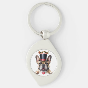Porte-clés Bouledogue français Papa Fête des Pères Bulldog