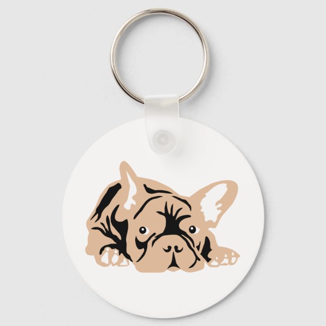 Porte-clés Bouledogue Français rose (Recto)