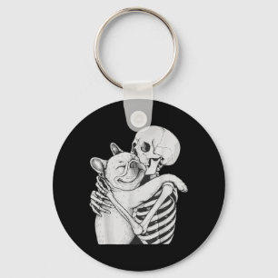 Porte-clés Bouledogue Français Squelette Câlin Halloween Amat