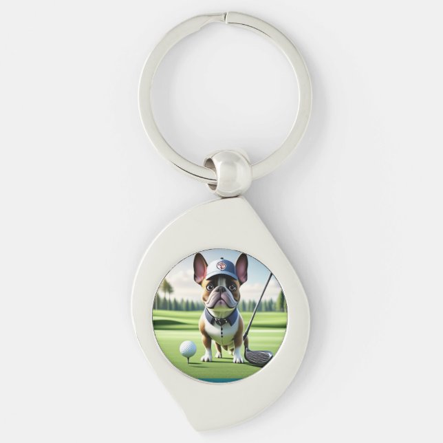 Porte-clés Bouledogue français terrain de golf vacances Bulld (Devant)