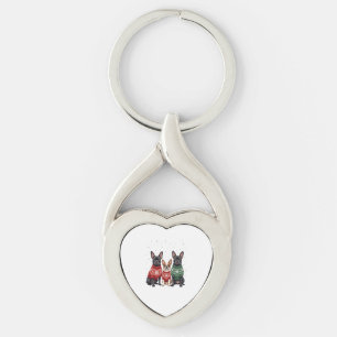 Porte-clés Bouledogues français de Noël Xmas Frenchie Chien 2