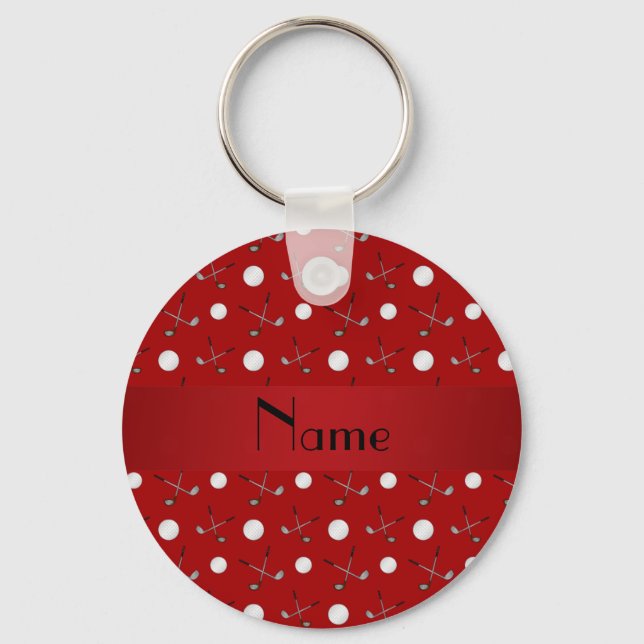 Porte-clés Boules de golf rouge nom personnalisé (Recto)