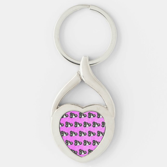Porte-clés Boules de pelouse rose, Clavier métallique (Devant)