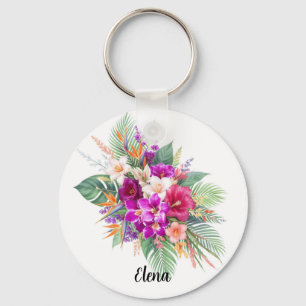 Porte-clés Bouquet de belles fleurs tropicales