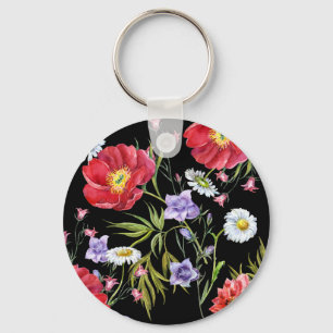 Porte-clés Bouquet de fleurs d'aquarelle : Motif sans couture