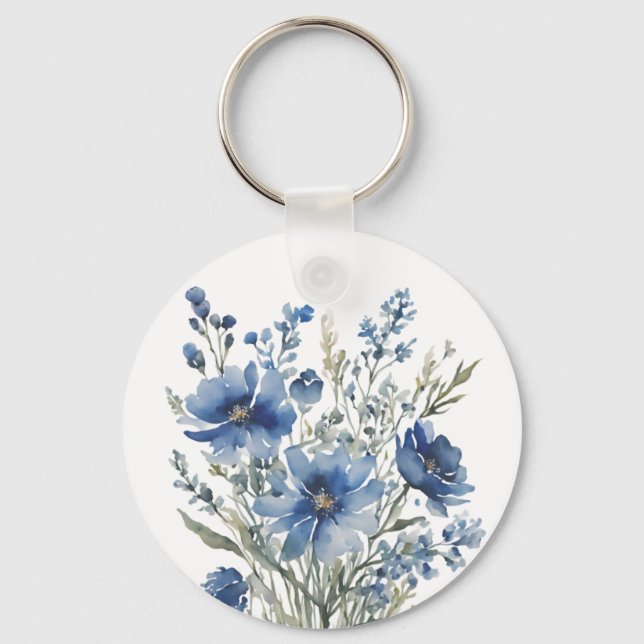 Porte-clés Bouquet de fleurs Elégante aquarelle (Recto)