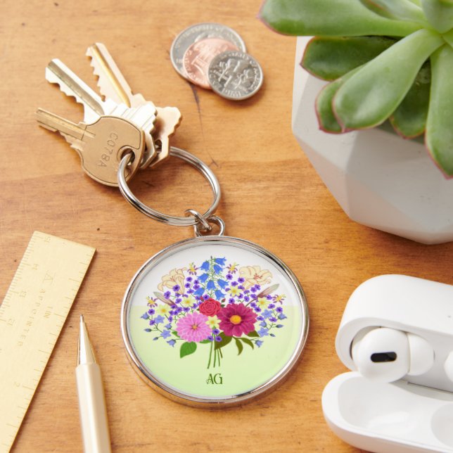 Porte-clés Bouquet de fleurs jaune et blanc (Bureau)