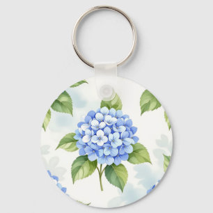 Porte-clés Bouquet de Hortensias Bleu Pastel Motif