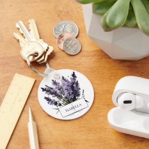 Porte-clés Bouquet de lavande aquarelle personnalisé
