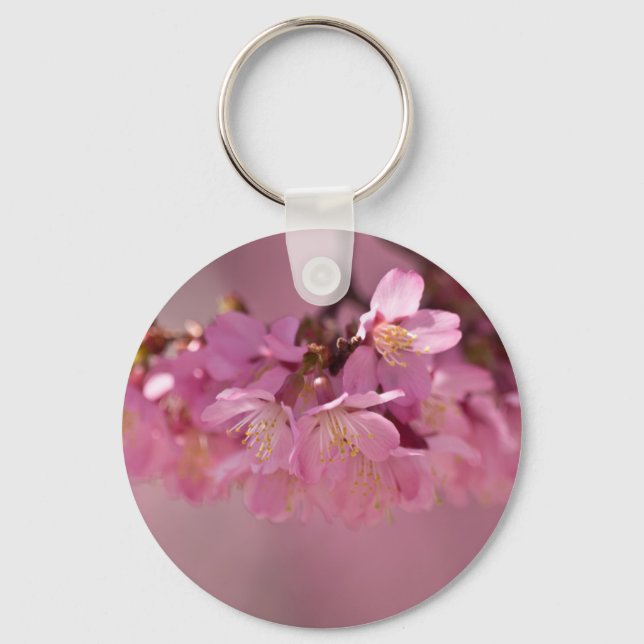 Porte-clés Bouquet délicat de fleurs de cerisier Sakura rose (Recto)