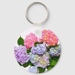 Porte-clés Bouquet d'hortensia bleu rose violet élégant