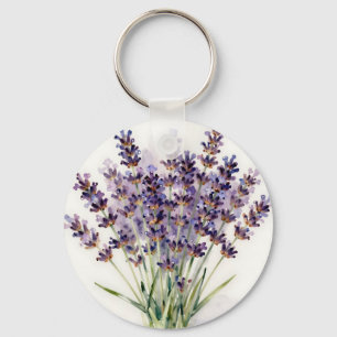 Porte-clés Bouquet floral de lavande à l'aquarelle