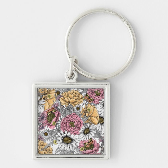 Porte-clés Bouquet of flowers- roses, peonies, daisies ans fe (Devant)