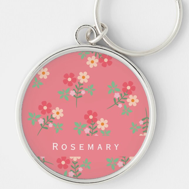 Porte-clés Bouquet Rétro Boho de Marguerite Rose Clair  (Devant)