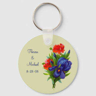 Porte-clés Bouquet vintage d'iris épousant le porte - clé