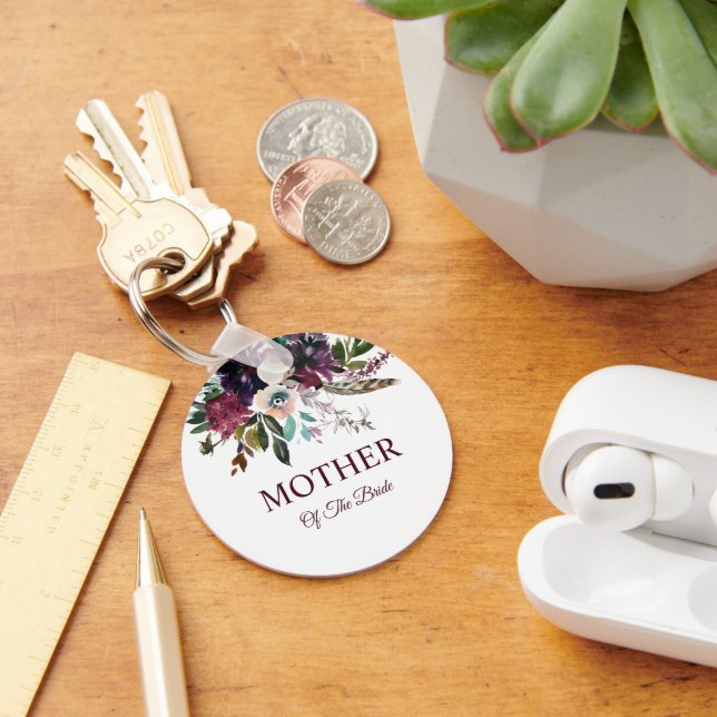 Porte-clés Bourgogne Florale Blanc Mère de la Mariée (Bureau)