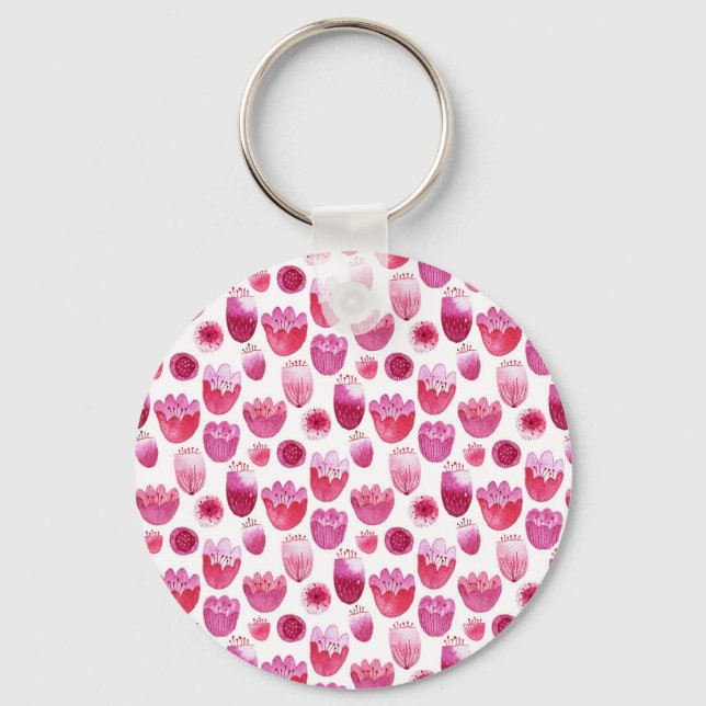 Porte-clés Bouteille d'aquarelle rose (Recto)