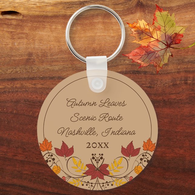 Porte-clés Boutique cadeaux Souvenir Automne Feuilles Texte P (Créateur téléchargé)