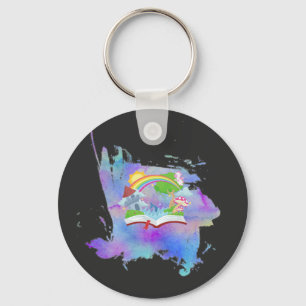 Porte-clés Bouton Arc-en-ciel aquarelle