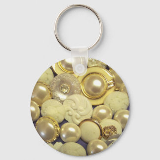 Porte-clés Bouton blanc élégant Collage