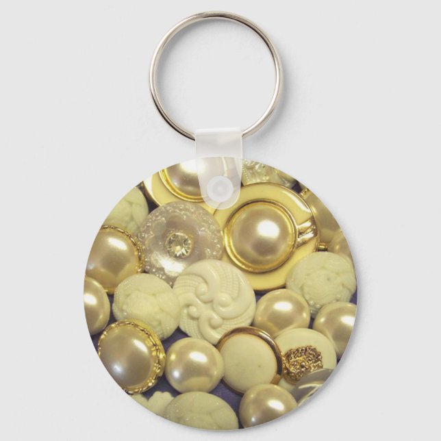 Porte-clés Bouton blanc élégant Collage (Recto)