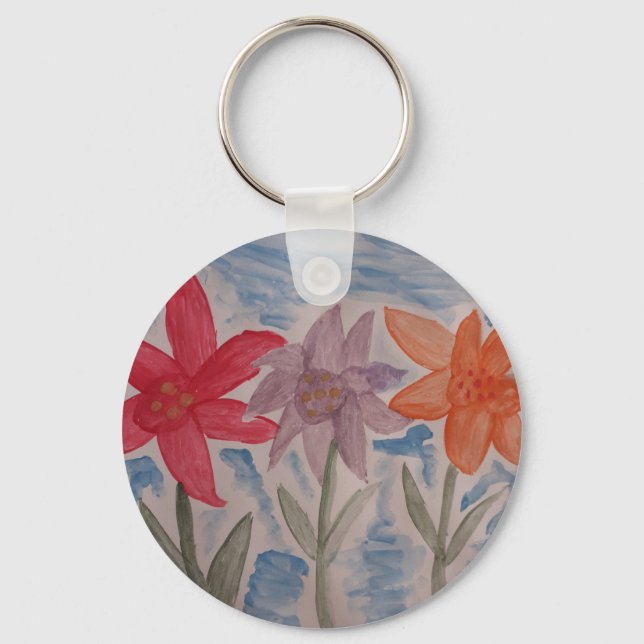 Porte-clés Bouton Clé du bouton Fleurs Lily (Recto)