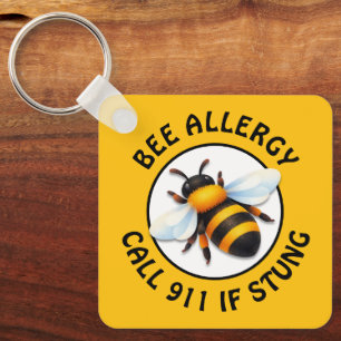 Porte-clés Bouton d'alerte d'allergie grave aux abeilles