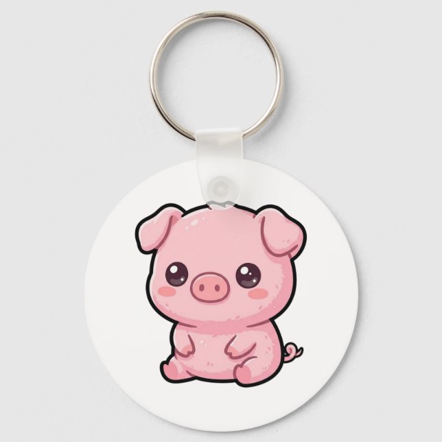 Porte-clés bouton de bébé cochon mignon (Recto)