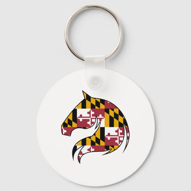 Porte-clés Bouton de cheval de drapeau du Maryland (Recto)